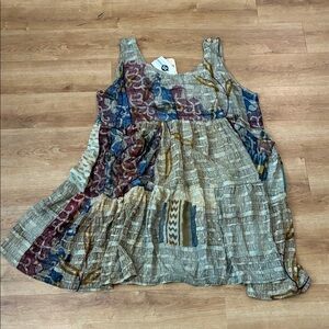 Bohemian‎ Patchwork Mini Sleeveless silk swing Dress